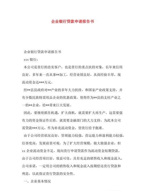 企业融资贷款报告范文