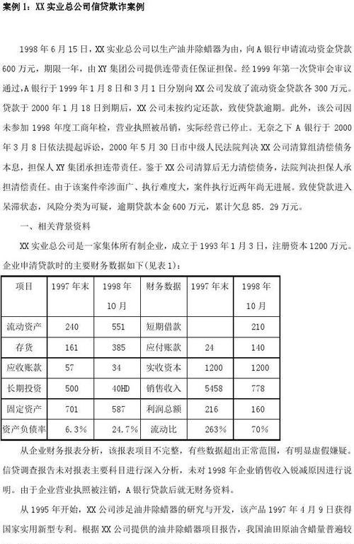 银行贷款企业财务分析案例