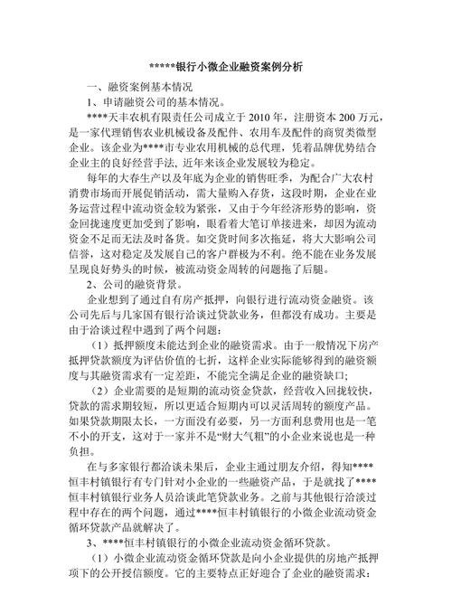  企业贷款融资案例分析